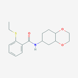 molecular formula C17H23NO3S B2605449 2-(乙硫基)-N-(辛氢苯并[b][1,4]二氧杂环己烷-6-基)苯甲酰胺 CAS No. 1902950-97-3