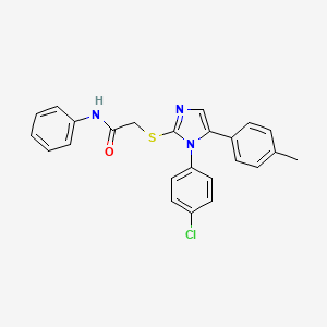 molecular formula C24H20ClN3OS B2605450 2-((1-(4-chlorophenyl)-5-(p-tolyl)-1H-imidazol-2-yl)thio)-N-phenylacetamide CAS No. 1226430-75-6