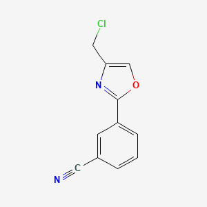 molecular formula C11H7ClN2O B2605452 3-[4-(Chloromethyl)-1,3-oxazol-2-yl]benzonitrile CAS No. 1126634-12-5