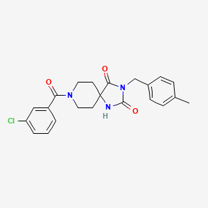 molecular formula C22H22ClN3O3 B2605469 8-(3-chlorobenzoyl)-3-[(4-methylphenyl)methyl]-1,3,8-triazaspiro[4.5]decane-2,4-dione CAS No. 1021100-73-1