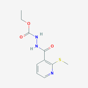 molecular formula C10H13N3O3S B2605471 N'-(ethoxycarbonyl)-2-(methylsulfanyl)pyridine-3-carbohydrazide CAS No. 1181871-31-7