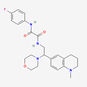 molecular formula C24H29FN4O3 B2605509 N'-(4-fluorophenyl)-N-[2-(1-methyl-1,2,3,4-tetrahydroquinolin-6-yl)-2-(morpholin-4-yl)ethyl]ethanediamide CAS No. 922065-70-1