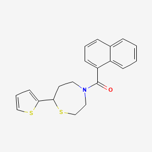 molecular formula C20H19NOS2 B2605535 Naphthalen-1-yl(7-(thiophen-2-yl)-1,4-thiazepan-4-yl)methanone CAS No. 1704518-75-1