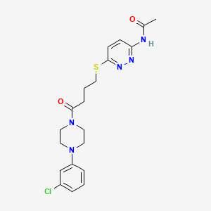 molecular formula C20H24ClN5O2S B2605575 N-(6-((4-(4-(3-chlorophenyl)piperazin-1-yl)-4-oxobutyl)thio)pyridazin-3-yl)acetamide CAS No. 1105209-94-6