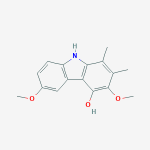 molecular formula C16H17NO3 B026056 3,6-dimethoxy-1,2-dimethyl-9H-carbazol-4-ol CAS No. 108073-62-7