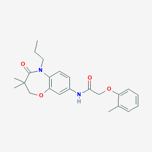 molecular formula C23H28N2O4 B2605602 N-(3,3-dimethyl-4-oxo-5-propyl-2,3,4,5-tetrahydro-1,5-benzoxazepin-8-yl)-2-(2-methylphenoxy)acetamide CAS No. 921870-45-3