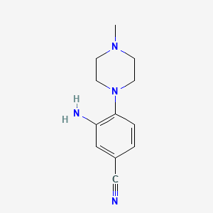 molecular formula C12H16N4 B2605754 3-Amino-4-(4-methylpiperazin-1-yl)benzonitrile CAS No. 1071416-24-4