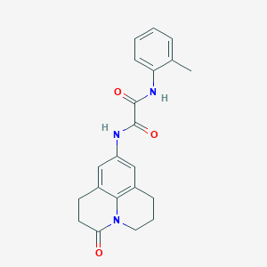 molecular formula C21H21N3O3 B2605771 N1-(3-oxo-1,2,3,5,6,7-hexahydropyrido[3,2,1-ij]quinolin-9-yl)-N2-(o-tolyl)oxalamide CAS No. 898438-41-0
