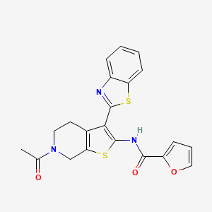 molecular formula C21H17N3O3S2 B2605793 N-[6-acetyl-3-(1,3-benzothiazol-2-yl)-4H,5H,6H,7H-thieno[2,3-c]pyridin-2-yl]furan-2-carboxamide CAS No. 864859-52-9