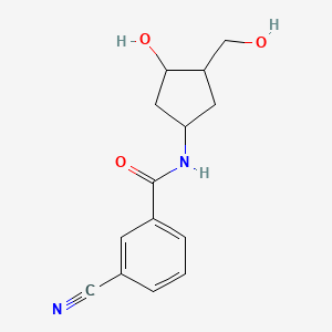 molecular formula C14H16N2O3 B2605867 3-Cyano-N-[3-hydroxy-4-(hydroxymethyl)cyclopentyl]benzamide CAS No. 1421516-82-6