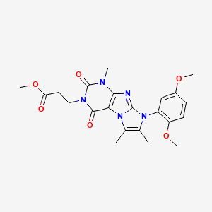 molecular formula C22H25N5O6 B2605885 methyl 3-(8-(2,5-dimethoxyphenyl)-1,6,7-trimethyl-2,4-dioxo-1H-imidazo[2,1-f]purin-3(2H,4H,8H)-yl)propanoate CAS No. 886894-53-7
