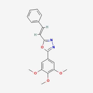 molecular formula C19H18N2O4 B2605924 2-[(E)-2-phenylethenyl]-5-(3,4,5-trimethoxyphenyl)-1,3,4-oxadiazole CAS No. 671793-81-0