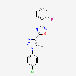 molecular formula C17H11ClFN5O B2605947 5-[1-(4-chlorophenyl)-5-methyl-1H-1,2,3-triazol-4-yl]-3-(2-fluorophenyl)-1,2,4-oxadiazole CAS No. 932447-53-5