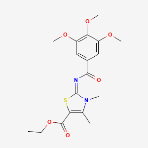 molecular formula C18H22N2O6S B2605998 ethyl (2Z)-3,4-dimethyl-2-[(3,4,5-trimethoxybenzoyl)imino]-2,3-dihydro-1,3-thiazole-5-carboxylate CAS No. 327971-75-5