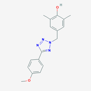 molecular formula C17H18N4O2 B026060 Phenol, 4-((5-(4-methoxyphenyl)-2H-tetrazol-2-yl)methyl)-2,6-dimethyl- CAS No. 104186-18-7