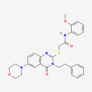 molecular formula C29H30N4O4S B2606074 N-(2-methoxyphenyl)-2-{[6-(morpholin-4-yl)-4-oxo-3-(2-phenylethyl)-3,4-dihydroquinazolin-2-yl]sulfanyl}acetamide CAS No. 689758-61-0