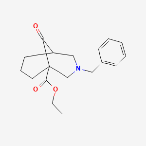 molecular formula C18H23NO3 B2606268 Ethyl 3-benzyl-9-oxo-3-azabicyclo[3.3.1]nonane-1-carboxylate CAS No. 815610-22-1