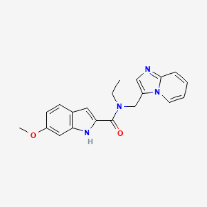 molecular formula C20H20N4O2 B2606284 N-ethyl-N-({imidazo[1,2-a]pyridin-3-yl}methyl)-6-methoxy-1H-indole-2-carboxamide CAS No. 1448037-46-4