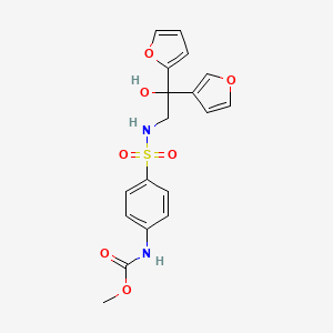 molecular formula C18H18N2O7S B2606347 methyl (4-(N-(2-(furan-2-yl)-2-(furan-3-yl)-2-hydroxyethyl)sulfamoyl)phenyl)carbamate CAS No. 2034329-76-3