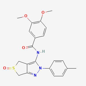 molecular formula C21H21N3O4S B2606403 3,4-dimethoxy-N-[2-(4-methylphenyl)-5-oxo-4,6-dihydrothieno[3,4-c]pyrazol-3-yl]benzamide CAS No. 958708-51-5