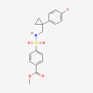 molecular formula C18H18FNO4S B2606416 methyl 4-({[1-(4-fluorophenyl)cyclopropyl]methyl}sulfamoyl)benzoate CAS No. 1396713-08-8