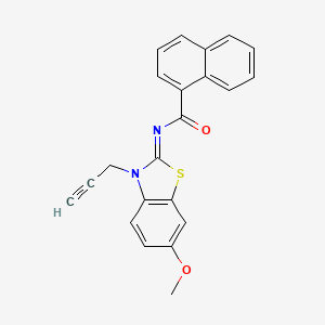 molecular formula C22H16N2O2S B2606430 N-[(2Z)-6-methoxy-3-(prop-2-yn-1-yl)-2,3-dihydro-1,3-benzothiazol-2-ylidene]naphthalene-1-carboxamide CAS No. 865197-09-7