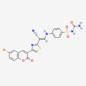 (E)-4-((2-(4-(6-bromo-2-oxo-2H-chromen-3-yl)thiazol-2-yl)-2-cyanovinyl)amino)-N-carbamoylbenzenesulfonamide
