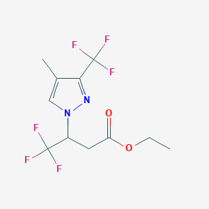 Ethyl 4,4,4-trifluoro-3-[4-methyl-3-(trifluoromethyl)pyrazol-1-yl]butanoate