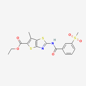 molecular formula C17H16N2O5S3 B2606466 ethyl 2-(3-methanesulfonylbenzamido)-6-methylthieno[2,3-d][1,3]thiazole-5-carboxylate CAS No. 896292-74-3