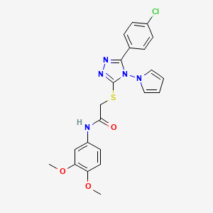 2-{[5-(4-chlorophenyl)-4-(1H-pyrrol-1-yl)-4H-1,2,4-triazol-3-yl]sulfanyl}-N-(3,4-dimethoxyphenyl)acetamide