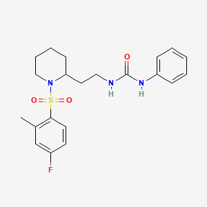 1-(2-(1-((4-Fluoro-2-methylphenyl)sulfonyl)piperidin-2-yl)ethyl)-3-phenylurea