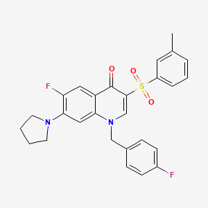 B2606531 6-fluoro-1-(4-fluorobenzyl)-7-(pyrrolidin-1-yl)-3-(m-tolylsulfonyl)quinolin-4(1H)-one CAS No. 893789-78-1