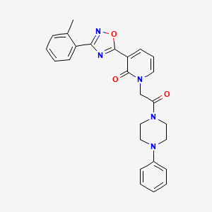 molecular formula C26H25N5O3 B2606535 1-(2-oxo-2-(4-phenylpiperazin-1-yl)ethyl)-3-(3-(o-tolyl)-1,2,4-oxadiazol-5-yl)pyridin-2(1H)-one CAS No. 1251678-61-1