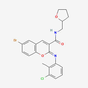 (2Z)-6-bromo-2-[(3-chloro-2-methylphenyl)imino]-N-(tetrahydrofuran-2-ylmethyl)-2H-chromene-3-carboxamide