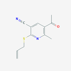 molecular formula C12H12N2OS B2606538 5-Acetyl-2-(allylsulfanyl)-6-methylnicotinonitrile CAS No. 337922-68-6