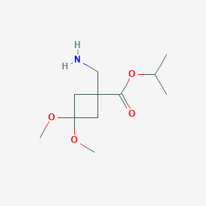 molecular formula C11H21NO4 B2606547 Propan-2-yl 1-(aminomethyl)-3,3-dimethoxycyclobutane-1-carboxylate CAS No. 2260931-91-5
