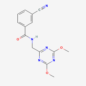molecular formula C14H13N5O3 B2606549 3-cyano-N-((4,6-dimethoxy-1,3,5-triazin-2-yl)methyl)benzamide CAS No. 2034357-47-4
