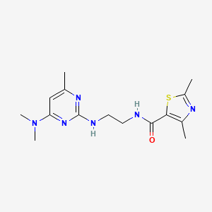 molecular formula C15H22N6OS B2606552 N-(2-((4-(dimethylamino)-6-methylpyrimidin-2-yl)amino)ethyl)-2,4-dimethylthiazole-5-carboxamide CAS No. 1219905-85-7