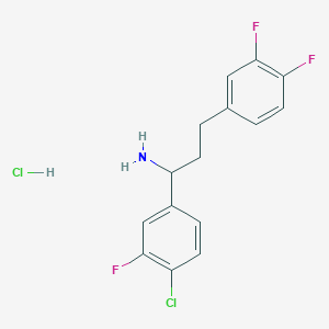 1-(4-Chloro-3-fluorophenyl)-3-(3,4-difluorophenyl)propan-1-amine;hydrochloride