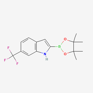 molecular formula C15H17BF3NO2 B2606565 2-(4,4,5,5-Tetramethyl-1,3,2-dioxaborolan-2-yl)-6-(trifluoromethyl)-1H-indole CAS No. 1557138-33-6