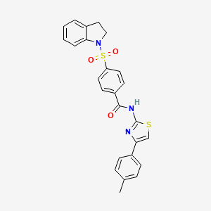4-(2,3-dihydroindol-1-ylsulfonyl)-N-[4-(4-methylphenyl)-1,3-thiazol-2-yl]benzamide