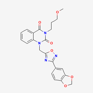molecular formula C22H20N4O6 B2606592 1-((3-(benzo[d][1,3]dioxol-5-yl)-1,2,4-oxadiazol-5-yl)methyl)-3-(3-methoxypropyl)quinazoline-2,4(1H,3H)-dione CAS No. 1105239-62-0