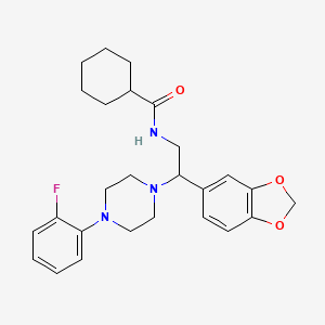 N-(2-(benzo[d][1,3]dioxol-5-yl)-2-(4-(2-fluorophenyl)piperazin-1-yl)ethyl)cyclohexanecarboxamide