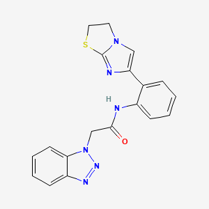 molecular formula C19H16N6OS B2606608 2-(1H-苯并[d][1,2,3]三唑-1-基)-N-(2-(2,3-二氢咪唑[2,1-b]噻唑-6-基)苯基)乙酰胺 CAS No. 2034383-83-8
