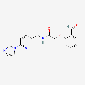 molecular formula C18H16N4O3 B2606611 2-(2-Formylphenoxy)-N-[(6-imidazol-1-ylpyridin-3-yl)methyl]acetamide CAS No. 2224475-29-8