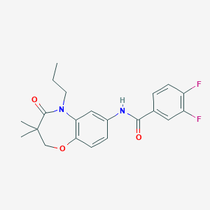 molecular formula C21H22F2N2O3 B2606615 N-(3,3-dimethyl-4-oxo-5-propyl-2,3,4,5-tetrahydrobenzo[b][1,4]oxazepin-7-yl)-3,4-difluorobenzamide CAS No. 921792-20-3