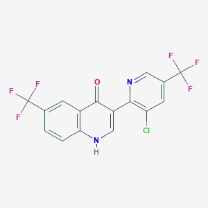 molecular formula C16H7ClF6N2O B2606619 3-[3-chloro-5-(trifluoromethyl)-2-pyridinyl]-6-(trifluoromethyl)-4(1H)-quinolinone CAS No. 478033-68-0