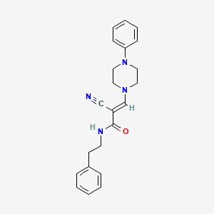 molecular formula C22H24N4O B2606621 (E)-2-cyano-N-phenethyl-3-(4-phenylpiperazin-1-yl)acrylamide CAS No. 885180-88-1