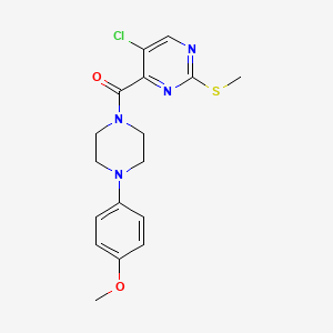 molecular formula C17H19ClN4O2S B2606623 5-Chloro-4-[4-(4-methoxyphenyl)piperazine-1-carbonyl]-2-(methylsulfanyl)pyrimidine CAS No. 872455-69-1