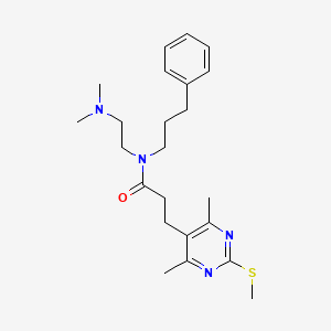 molecular formula C23H34N4OS B2606649 N-[2-(二甲胺基)乙基]-3-(4,6-二甲基-2-甲硫基嘧啶-5-基)-N-(3-苯基丙基)丙酰胺 CAS No. 1241118-61-5